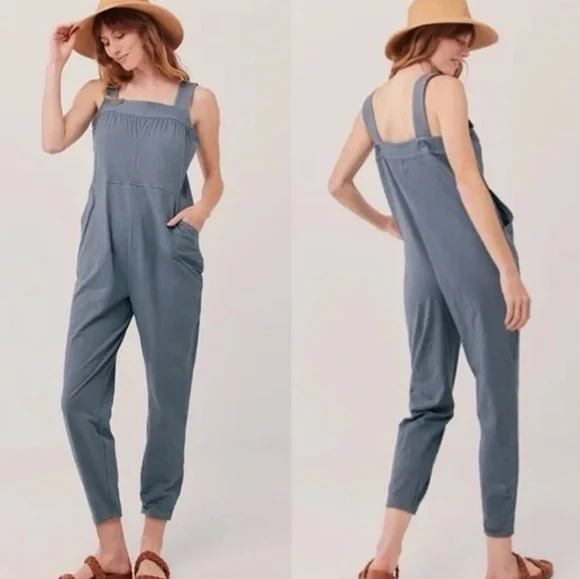 Pact Alice Slub Dust Blue Jumpsuit - Picture 2 of 9